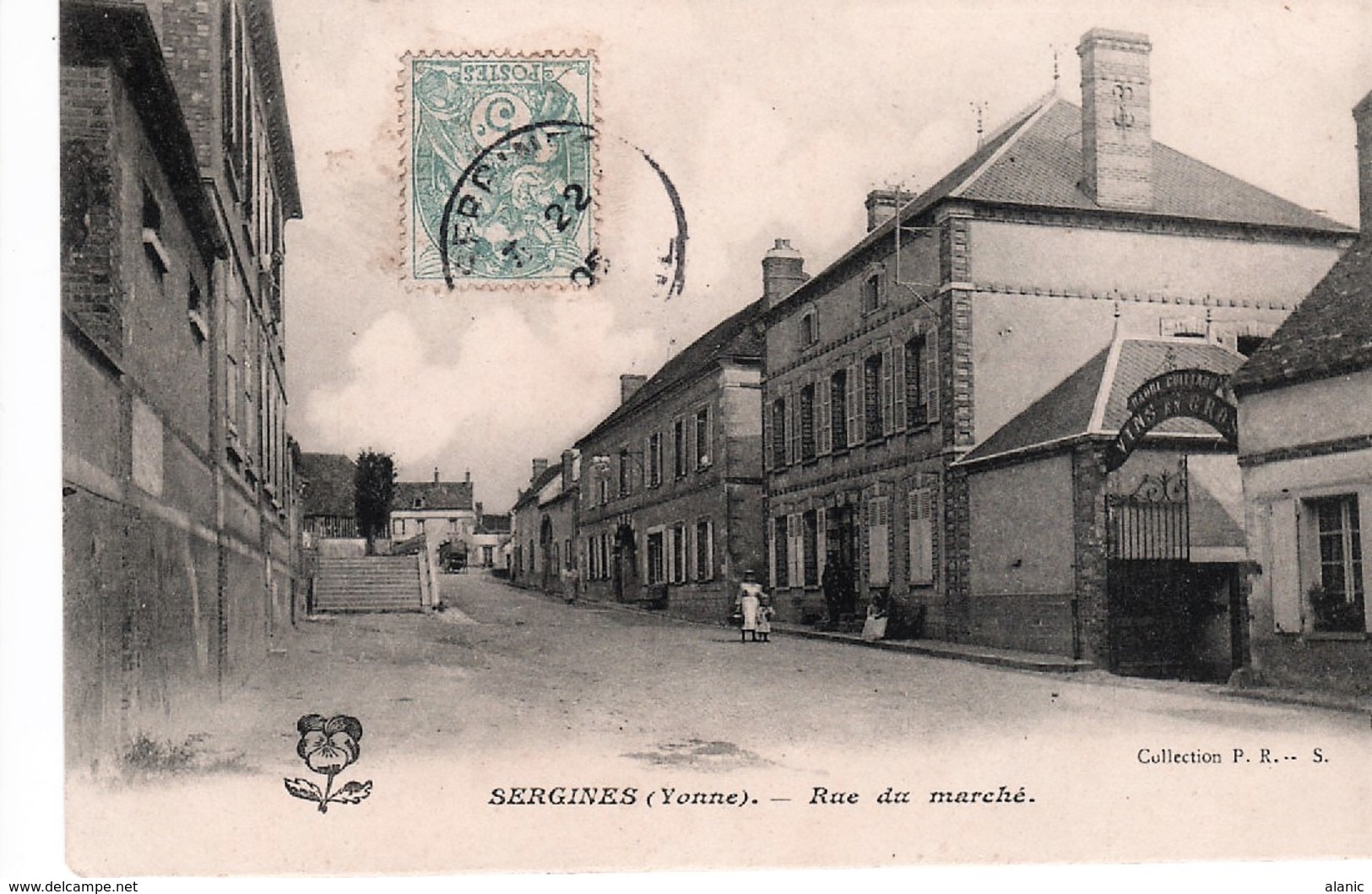 [89] Yonne > Sergines-  RUE DU MARCHE Circulée 1905 TBE - Sergines