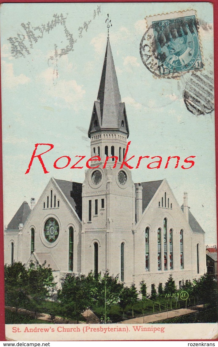 Canada Manitoba Winnipeg Saint St. Andrew's Andrew Church Presbyterian Rare Old Postcard 1910 - Winnipeg