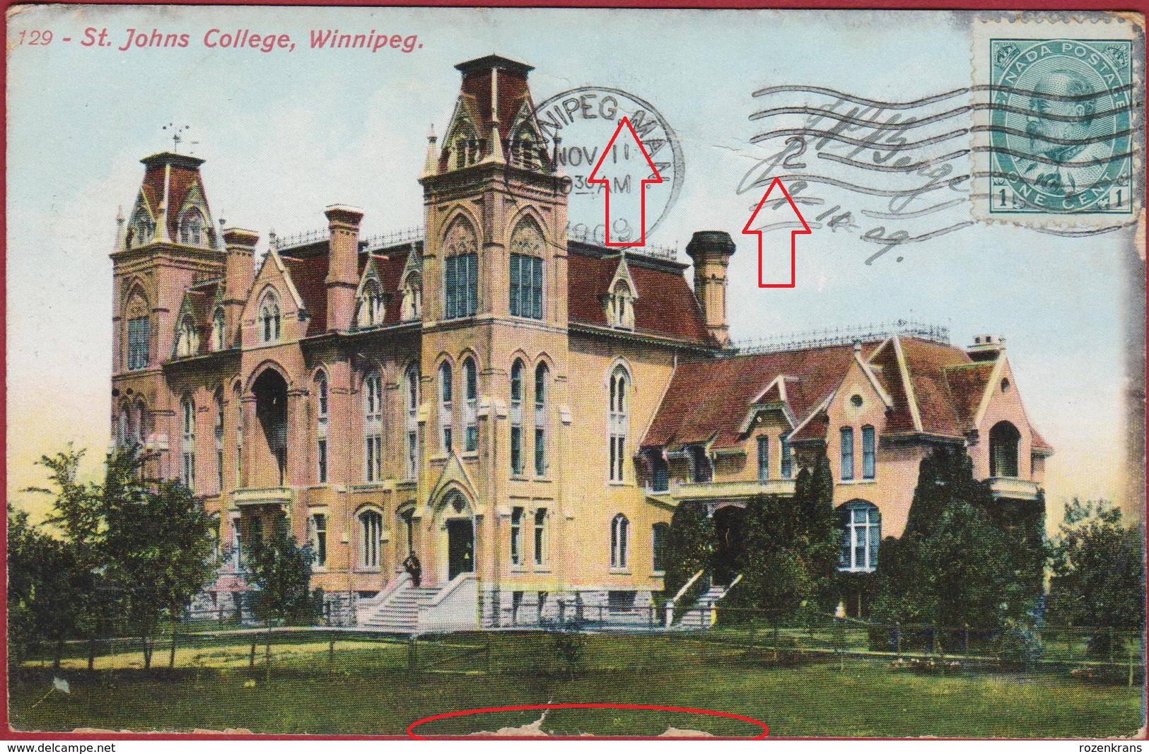 Canada Manitoba Saint St. Johns College Winnipeg Old Postcard 1910 - Winnipeg