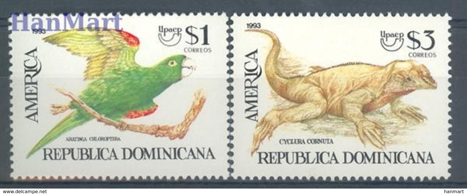 Dominican Republic 1993 Mi 1684-1685 MNH ( ZS2 DOR1684-1685 ) - Papageien