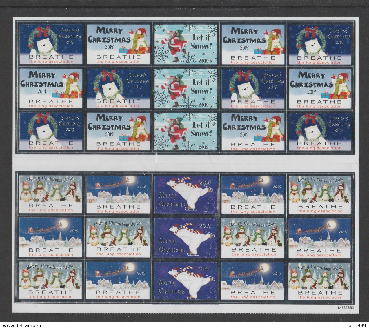 2019 Canada Christmas Seals Lung Association 2 Blocks Of 12 - Christmas