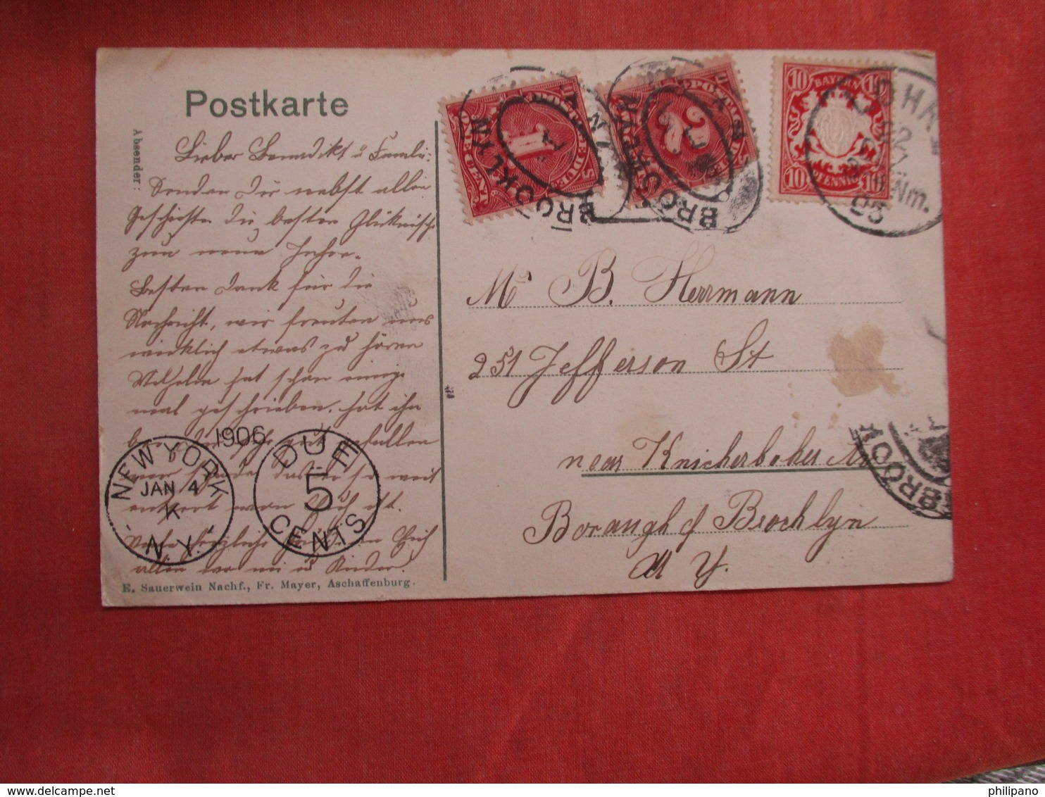 Biergarten Steinfeld Bei Lohr A.M. Bayern Stamp & 2 US Postage Due Stamps  Stamp & Cancel      Ref 3762 - To Identify