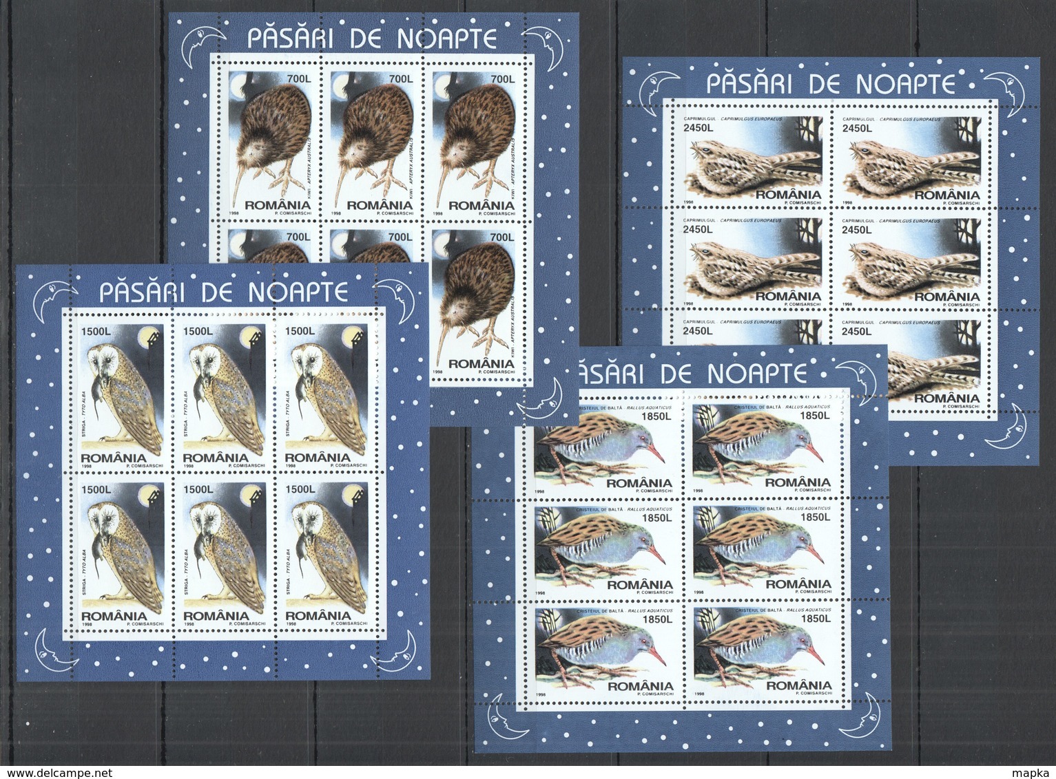 RM036 1998 ROMANIA FAUNA BIRDS NIGHT PASSENGERS MICHEL 15 EURO #5325-28 4KB MNH - Altri & Non Classificati