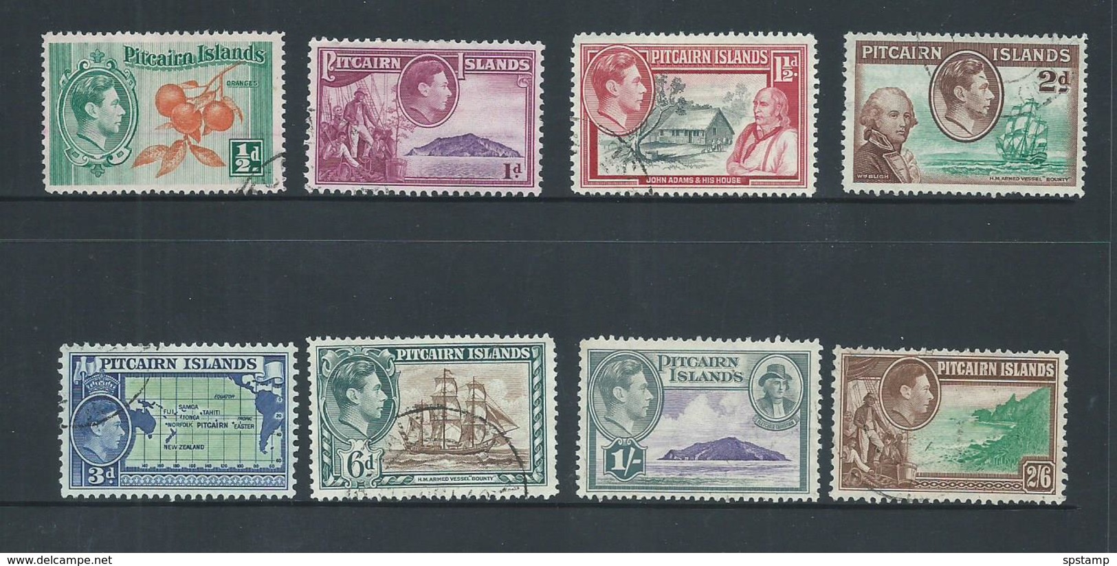 Pitcairn Islands 1940 KGVI Definitives First Issue Set 8 Used , Some Short Perfs - Pitcairn Islands