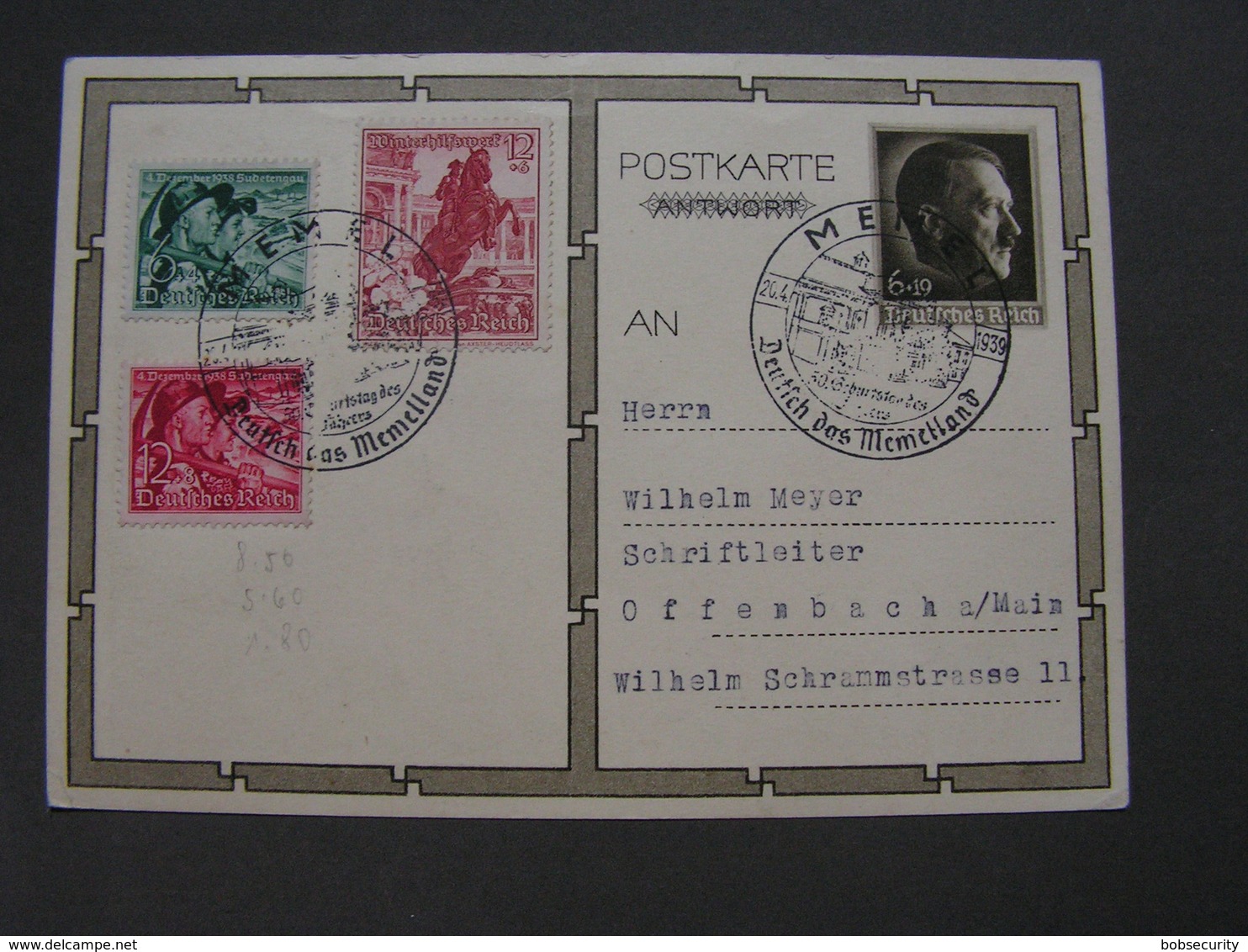 DR Karte Memel SST 1939 - Covers & Documents