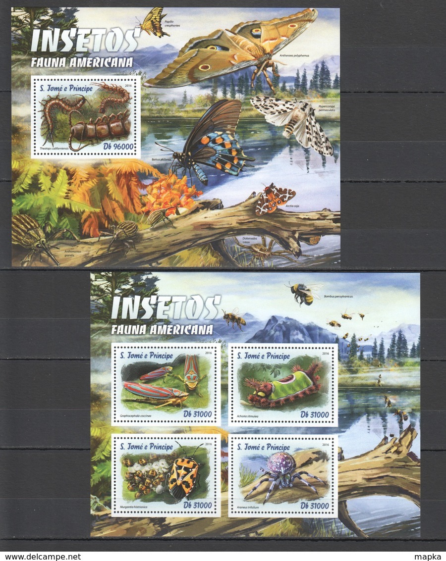 ST1559 2016 S. TOME E PRINCIPE AMERICAN ANIMALS & FAUNA INSECTS 1KB+1BL MNH - Other & Unclassified