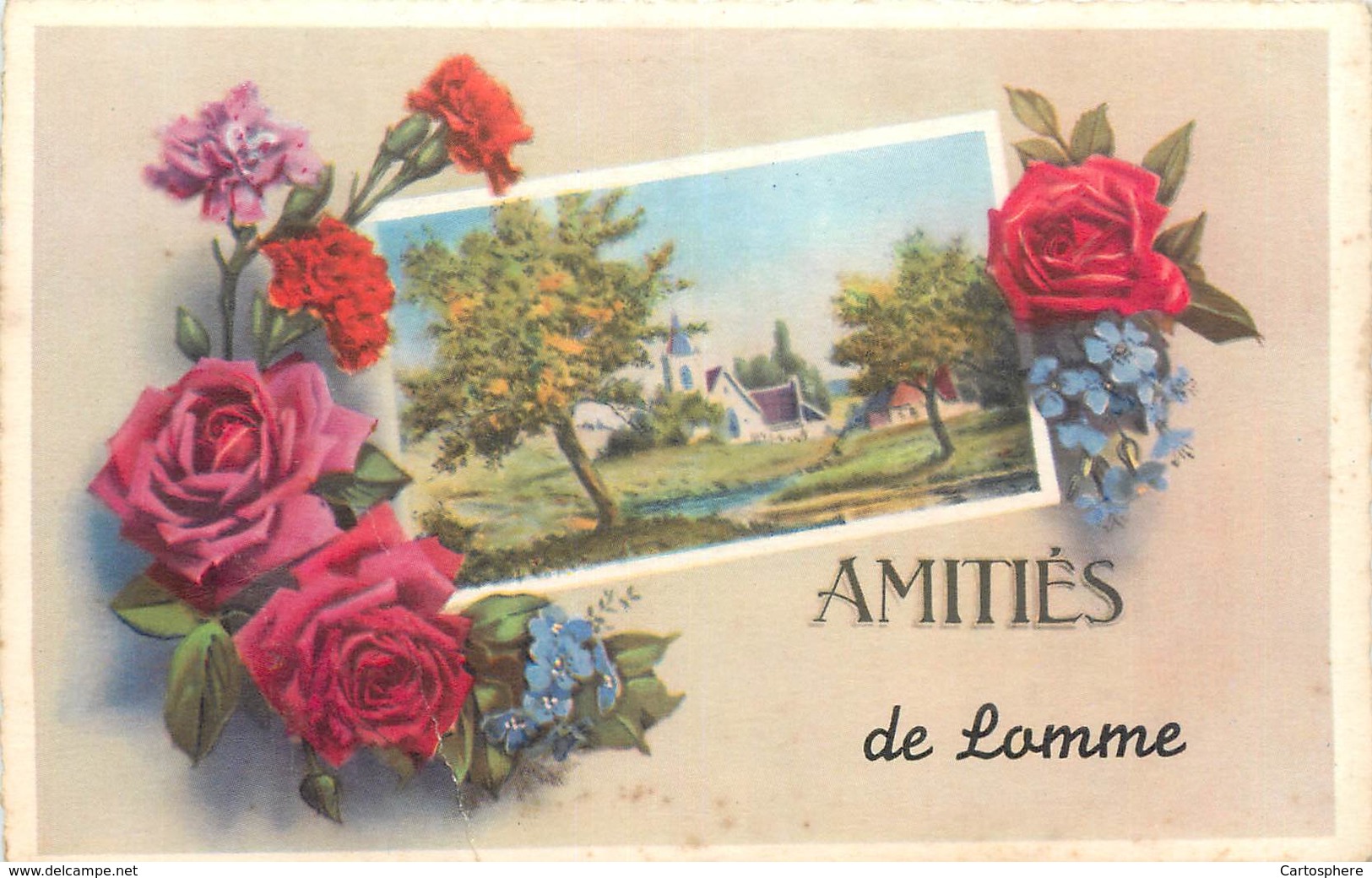 CPSM 59 Nord Amitiés De Lomme - Fleurs - Souvenir - Lomme