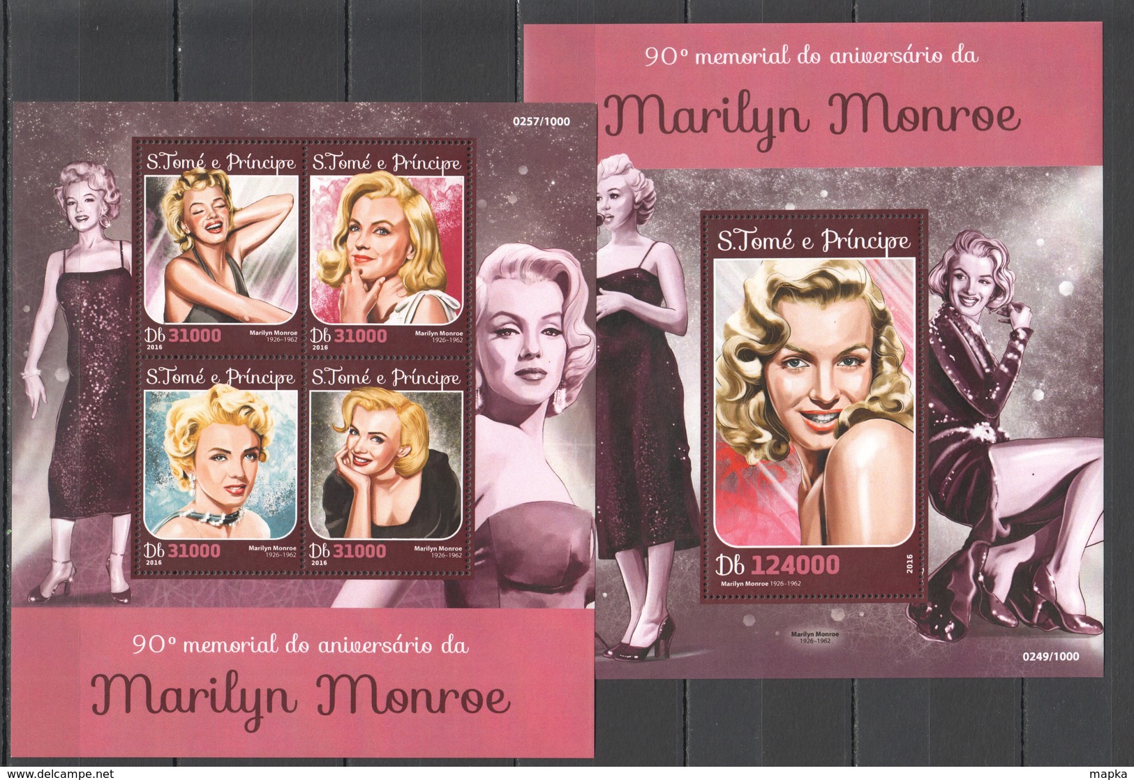 ST1570 2016 S. TOME E PRINCIPE FAMOUS PEOPLE MARILYN MONROE 1KB+1BL MNH - Attori