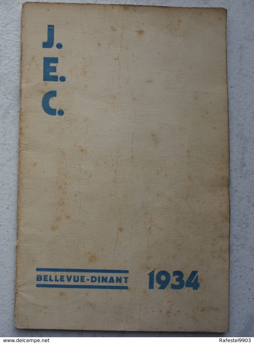 Plaquette Journée D'étude Générales DINANT BELLEVUE 1934 ACJB Jeunesse Estudiantine Catholique JEC - Non Classés