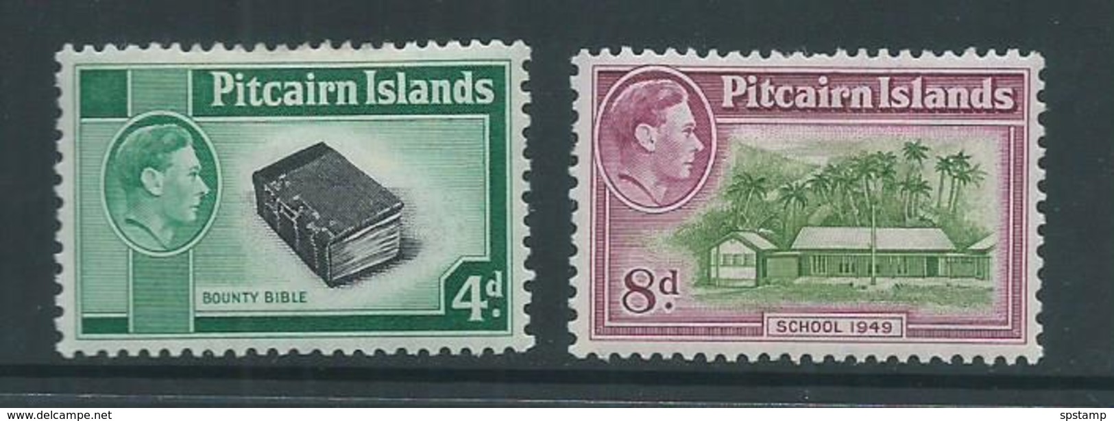 Pitcairn Islands 1940 - 1951 KGVI Definitives Later Issued 4d & 8d MLH - Pitcairn Islands