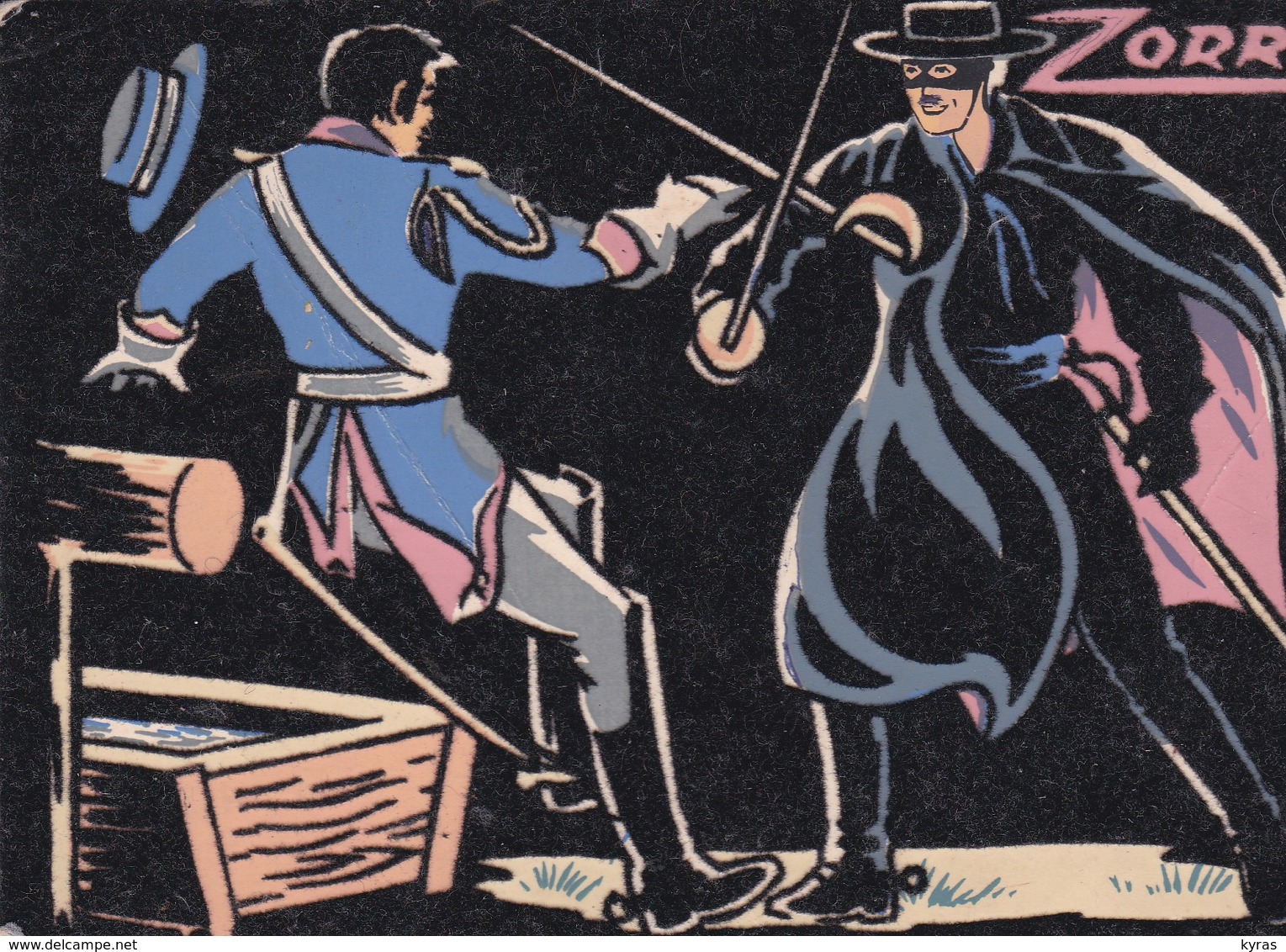 Carte "VELOURS / FLUO " 10x15 . ZORRO (W. Disney) - Autres & Non Classés