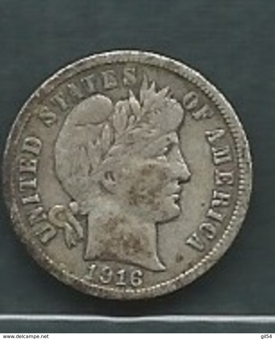 1916 - Etats-Unis - USA - BARBER DIME, Argent, Silver, -  Laupi 11703 - 1892-1916: Barber