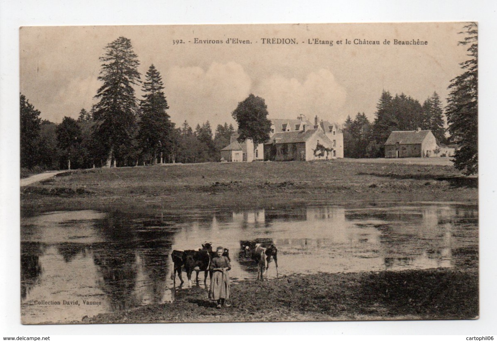 - CPA TRÉDION (56) - L'Etang Et Le Château De Beauchêne 1915 - Collection David 392 - - Altri & Non Classificati