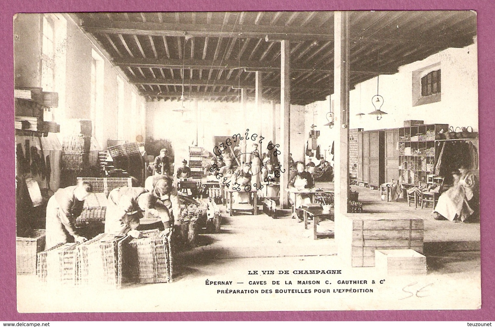 Cpa Le Vin De Champagne Epernay - Caves De La Maison C Gauthier & Cie - Preparation Des Bouteilles Pour L'expedition - Epernay