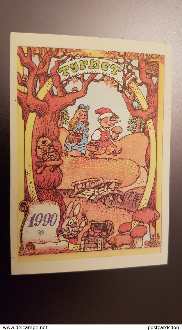2 Items Lot - Pinocchio - Bunny -  Champignon - OLD Postcard And Calendar - MUSHROOM - Groupes D'enfants & Familles