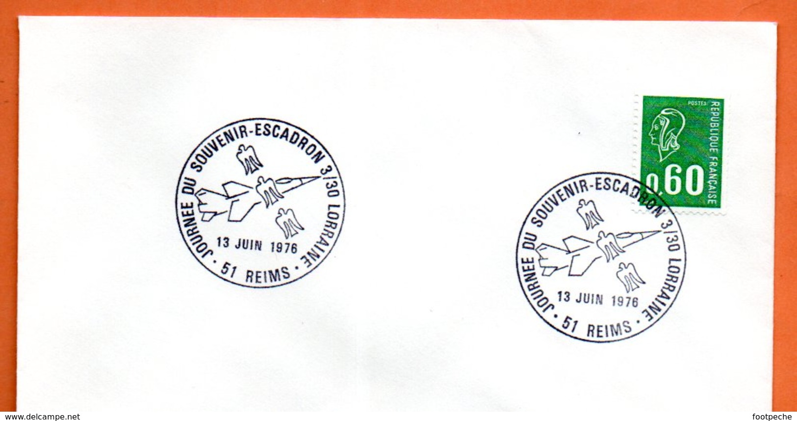 51 REIMS  ESCADRON 3/30 LORRAINE  1976 Lettre Entière N° CD 46 - Cachets Commémoratifs