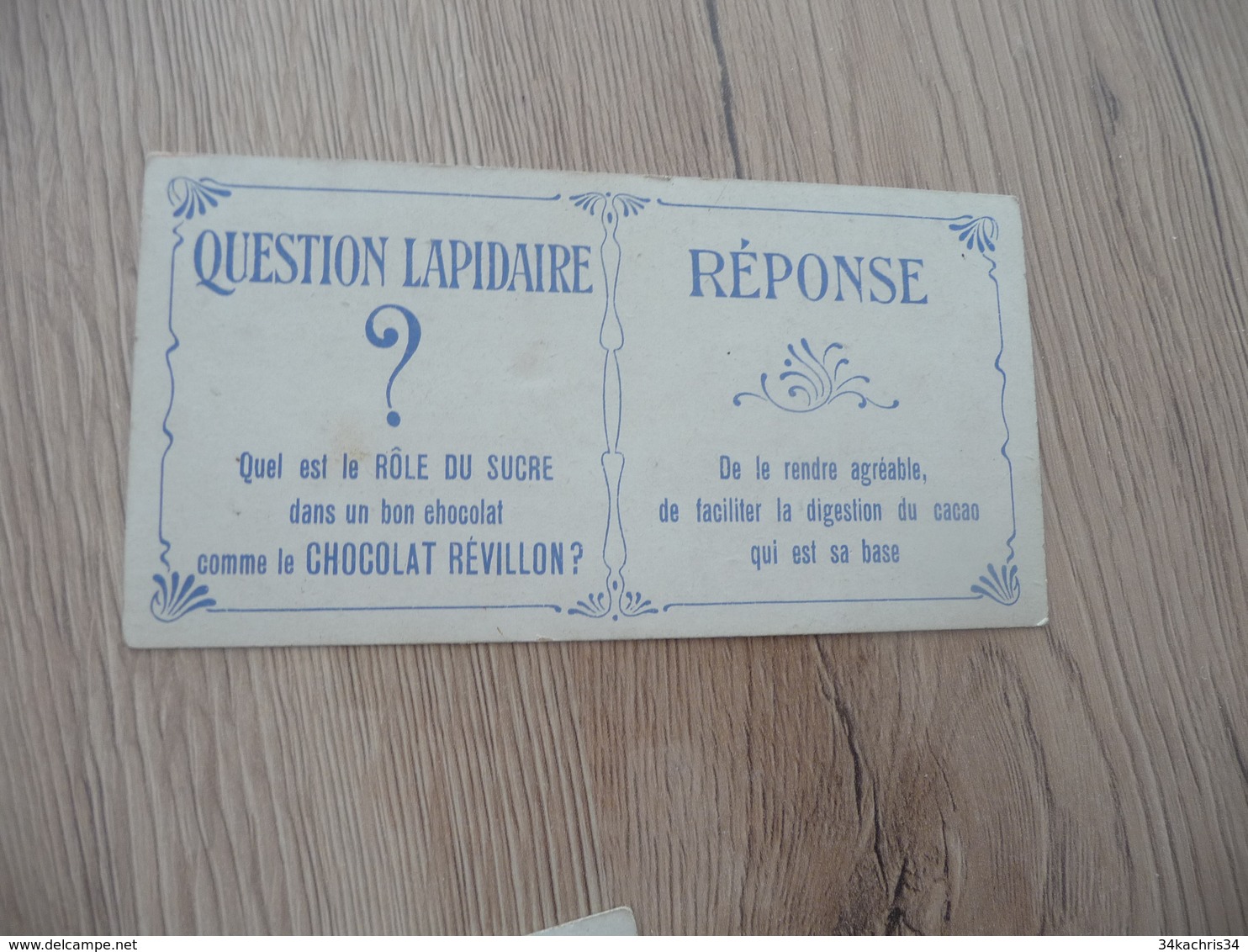 Chromo Ancien Pub Chocolat Cacao Révillon Série  Question Lapidaire Enfants Neige Hiver - Revillon