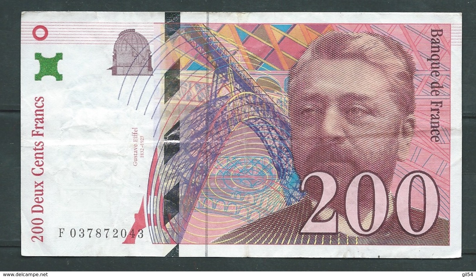 FRANCE 200 FRANCS 1996 N° F037872043   2 Scans -  LAURA 4606 - 200 F 1995-1999 ''Eiffel''