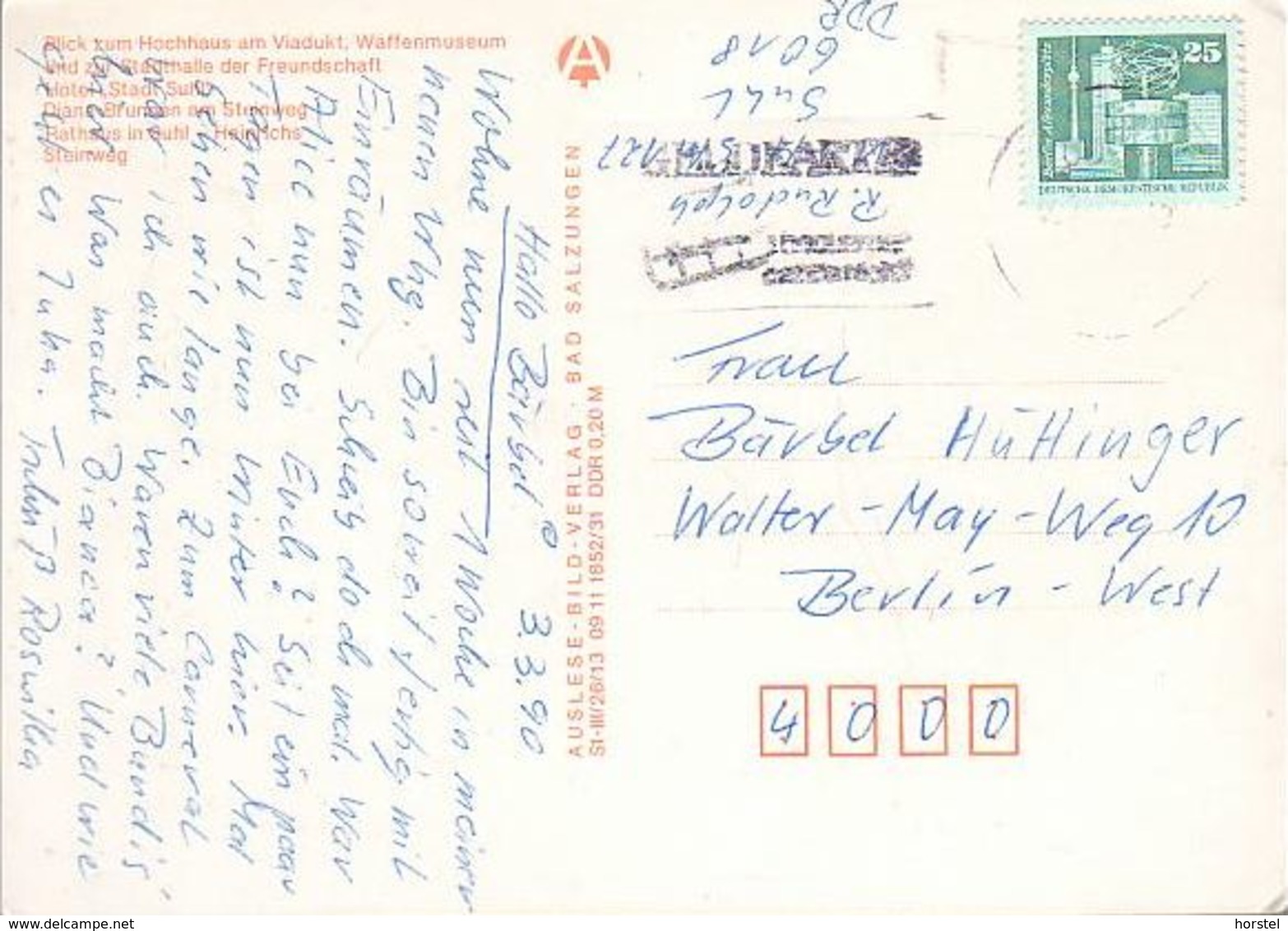 D-98527 Suhl - Bezirksstadt Suhl - Alte Ansichten - Nice Stamp ( 3.3.1990) - Suhl