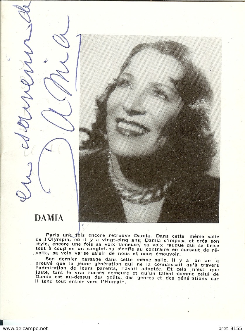 PROGRAMME OLYMPIA  A PARTIR DU 4 AOUT 1955 AUTOGRAPHES VERITABLES DE DAMIA MARIE DUBAS ET ROLAND GERBEAU VOIR LES SCANS - Programs