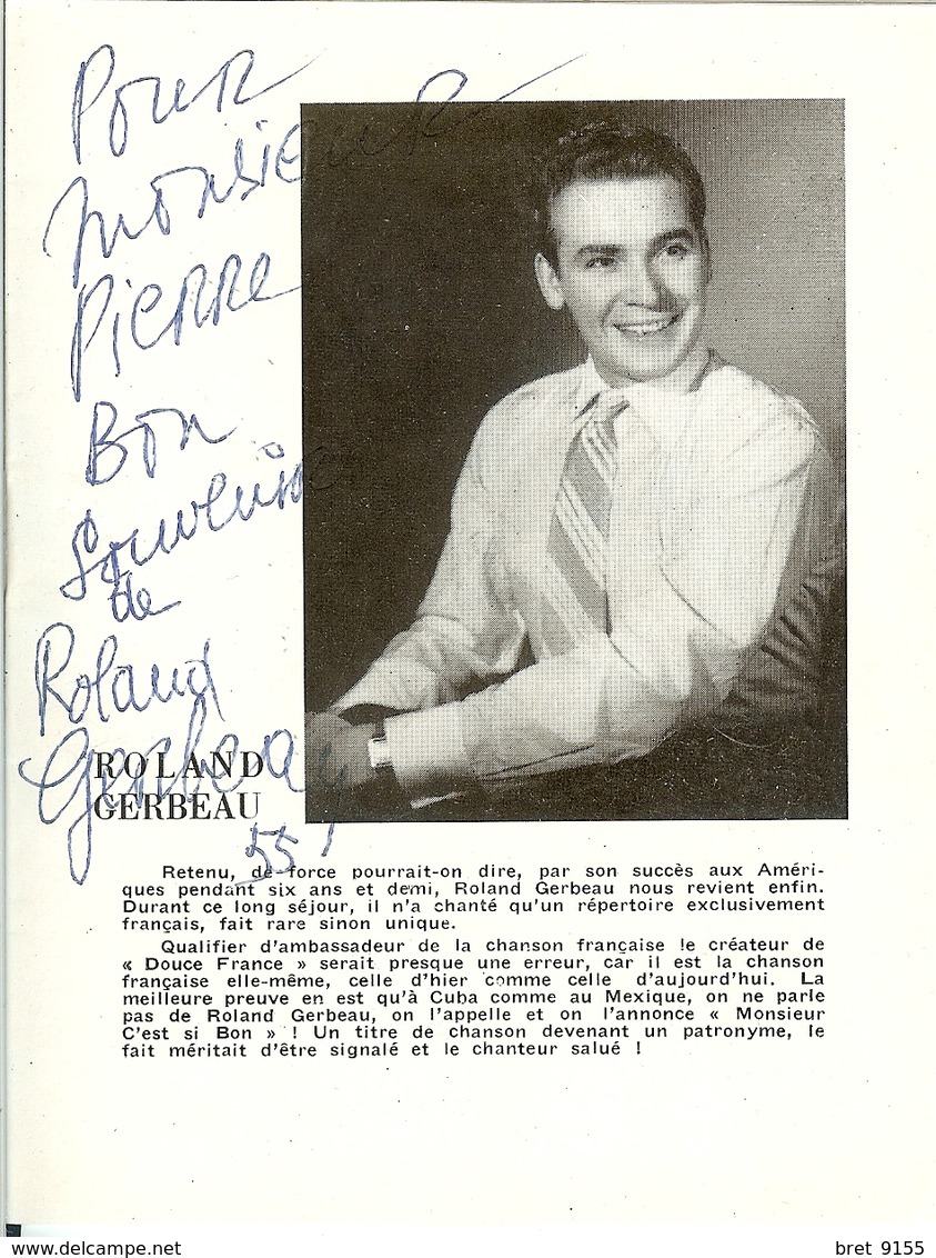 PROGRAMME OLYMPIA  A PARTIR DU 4 AOUT 1955 AUTOGRAPHES VERITABLES DE DAMIA MARIE DUBAS ET ROLAND GERBEAU VOIR LES SCANS