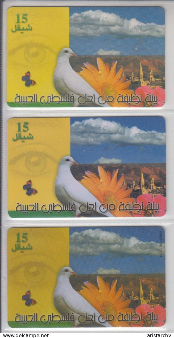 PALESTINE 2000 KEEP PALESTINE CLEAN DOVE 3 DIFFERENT CARDS - Palestine