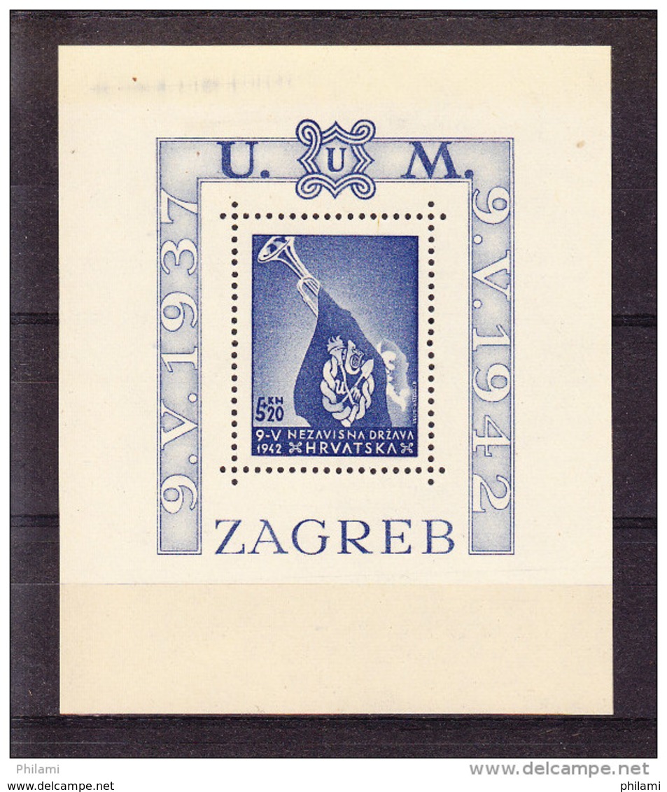 CROATIE YT BL 3 * MH But Stamp  ** MNH. (4R9) - Croatie