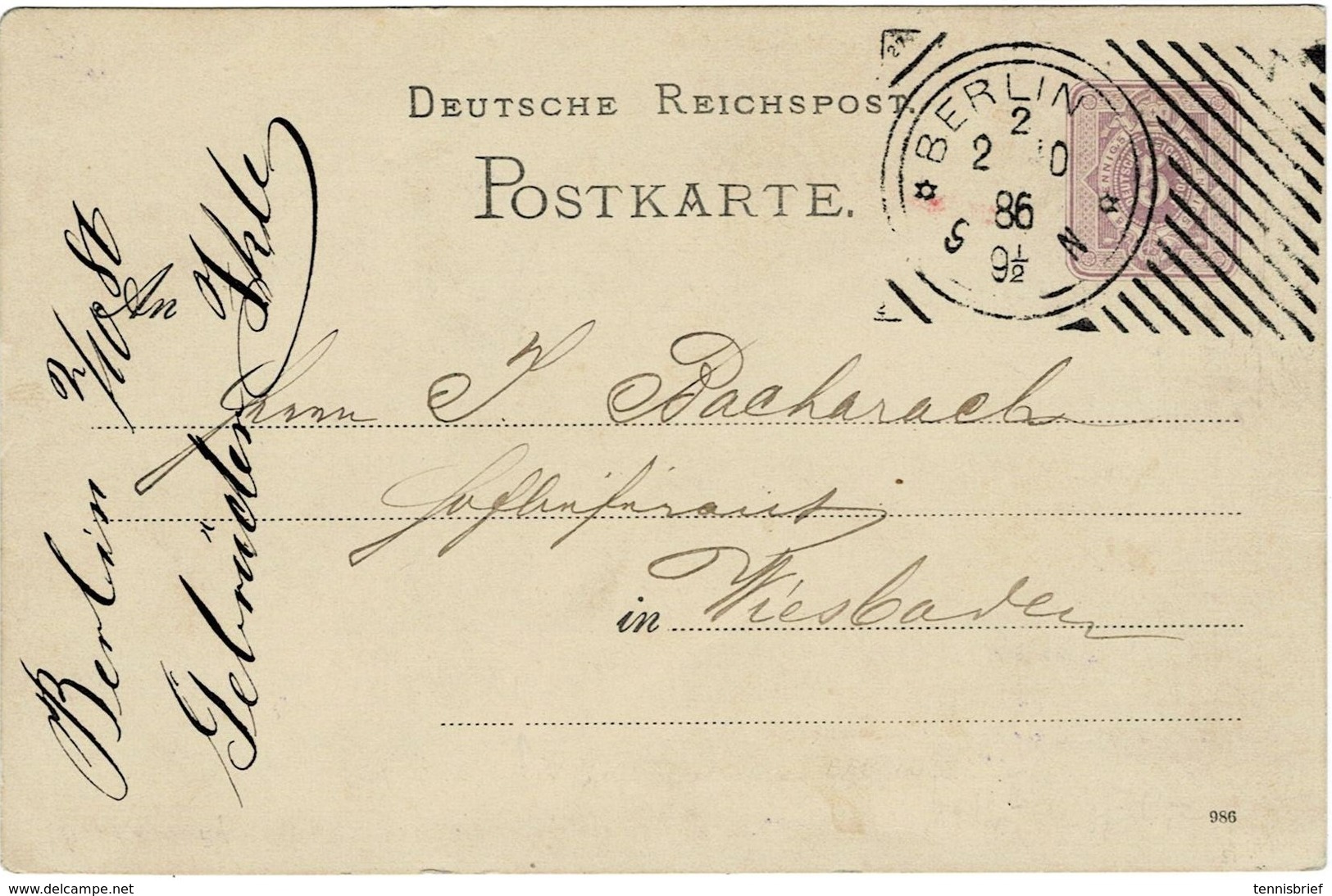 1886, Hoster-Stp   BERLIN  Glasklar!  , A2802 - Cartas & Documentos
