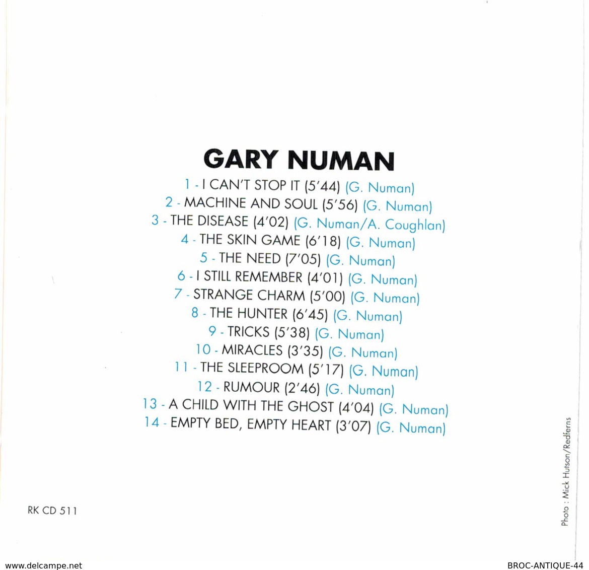 CD N°5850 - GARY NUMAN - TECHNO-POP - COMPILATION 14 TITRES - New Age