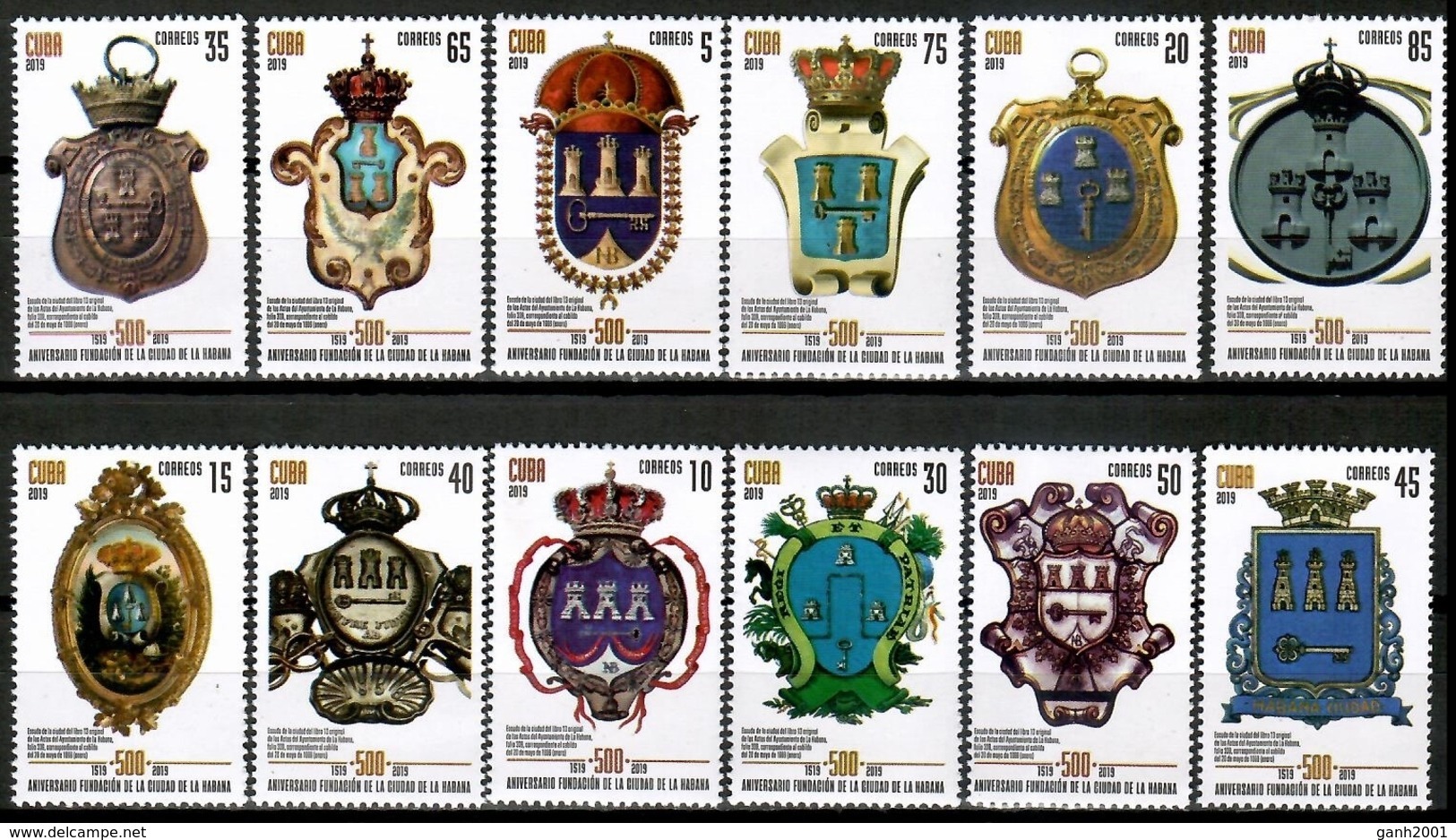 Cuba 2019 / 500 Years La Havana Coat Of Arms MNH Escudos V Centenario De La Habana / Cu15320  C4-12 - Stamps