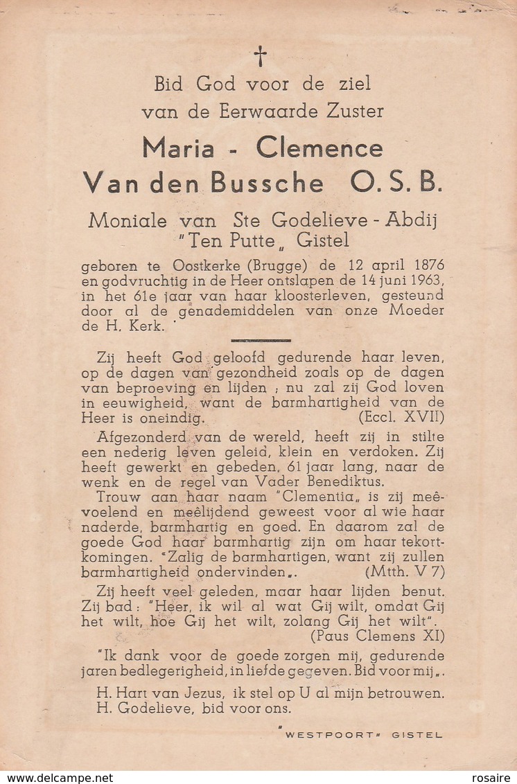 Maria Clemence Van Den Bussche-oostkerke 1876-1963 - Godsdienst & Esoterisme