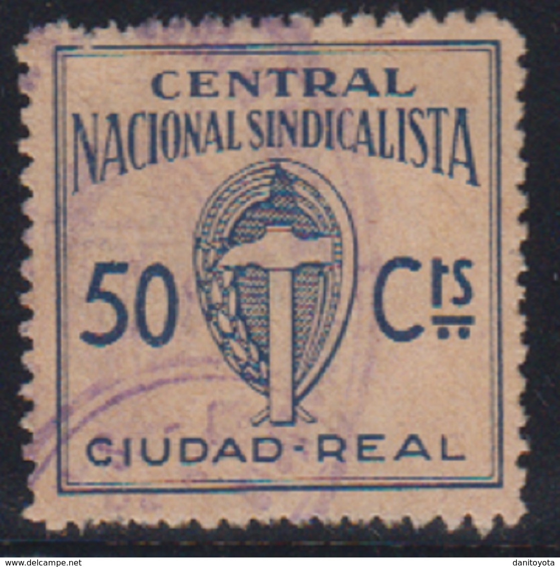 CIUDAD REAL.  EDIFIL NO CATALOGADO.  50 CTS AZUL .   TAMAÑO GRANDE - Emisiones Nacionalistas