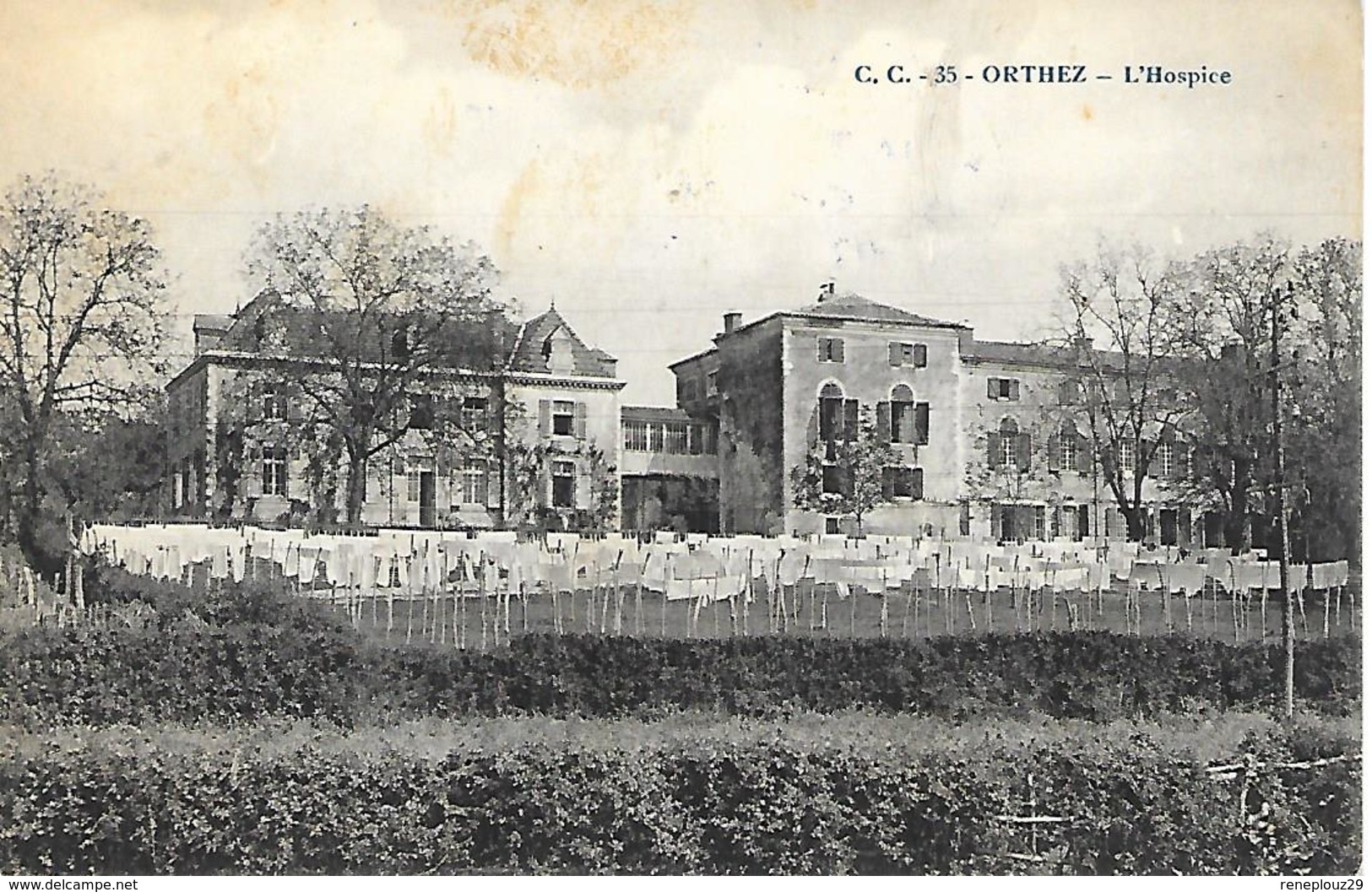 64- Cachet Hôpital Civil N+89 De Orthez Sur CP De L'Hospice En 1915 - Guerra Del 1914-18