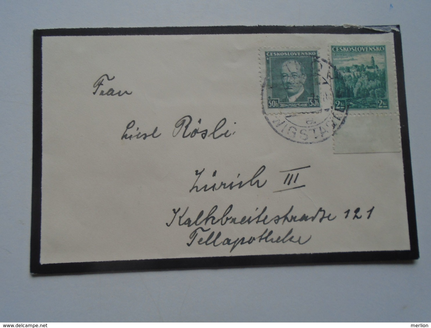 ZA254.24 Czechoslovensko - Small Cover - Vitkov -  Wigstadtl - To Zürich Fellaphoteke - Briefe U. Dokumente