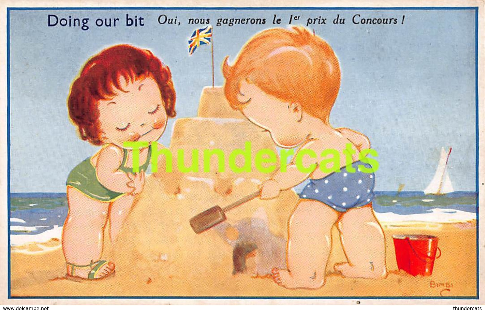 CPA ILLUSTRATEUR ENFANT PLAGE BIMBI ARTIST SIGNED CHILDREN AT BEACH - Autres & Non Classés