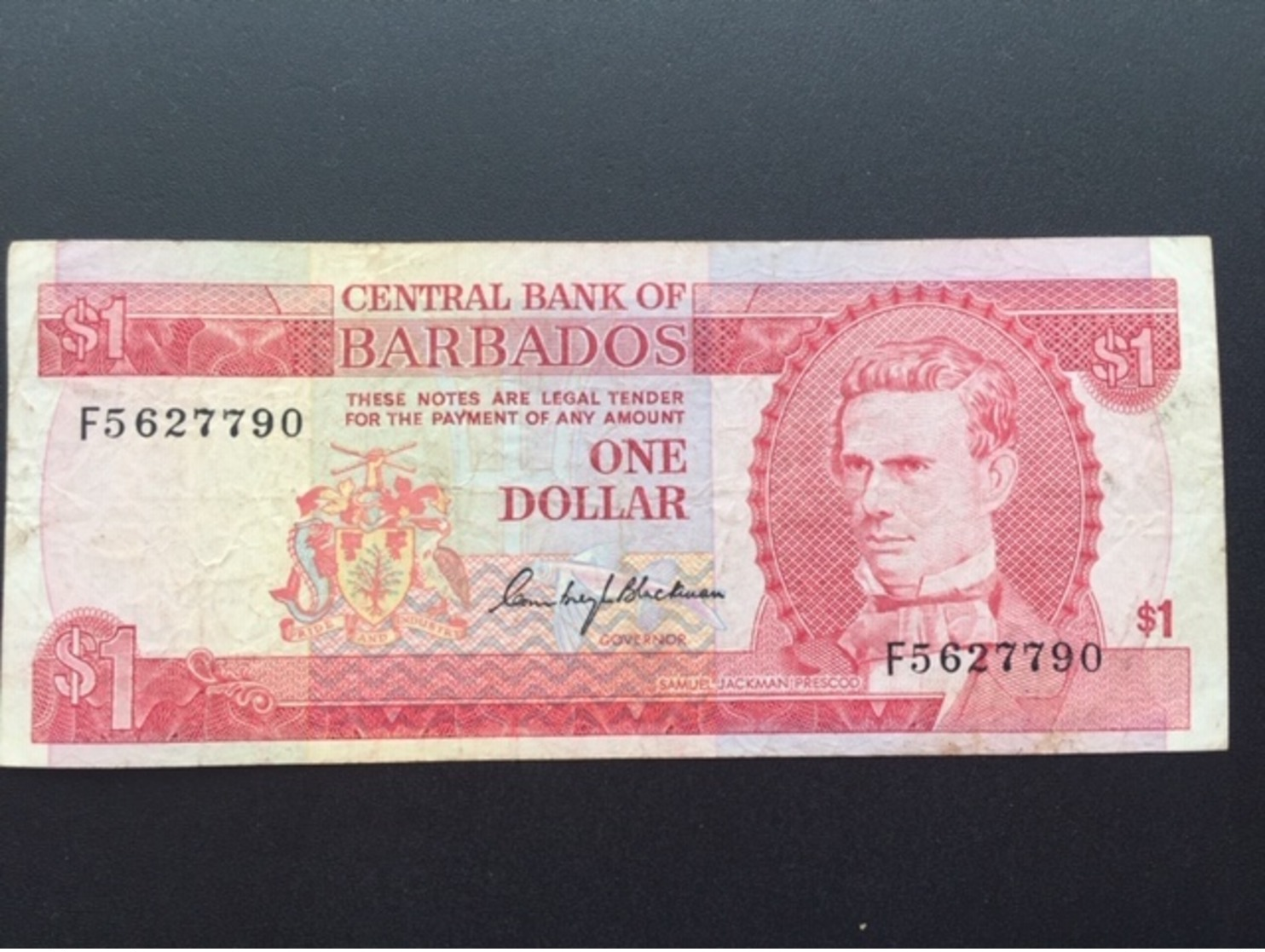 BARBADOS P29 1 DOLLAR 1973 VG - Barbados