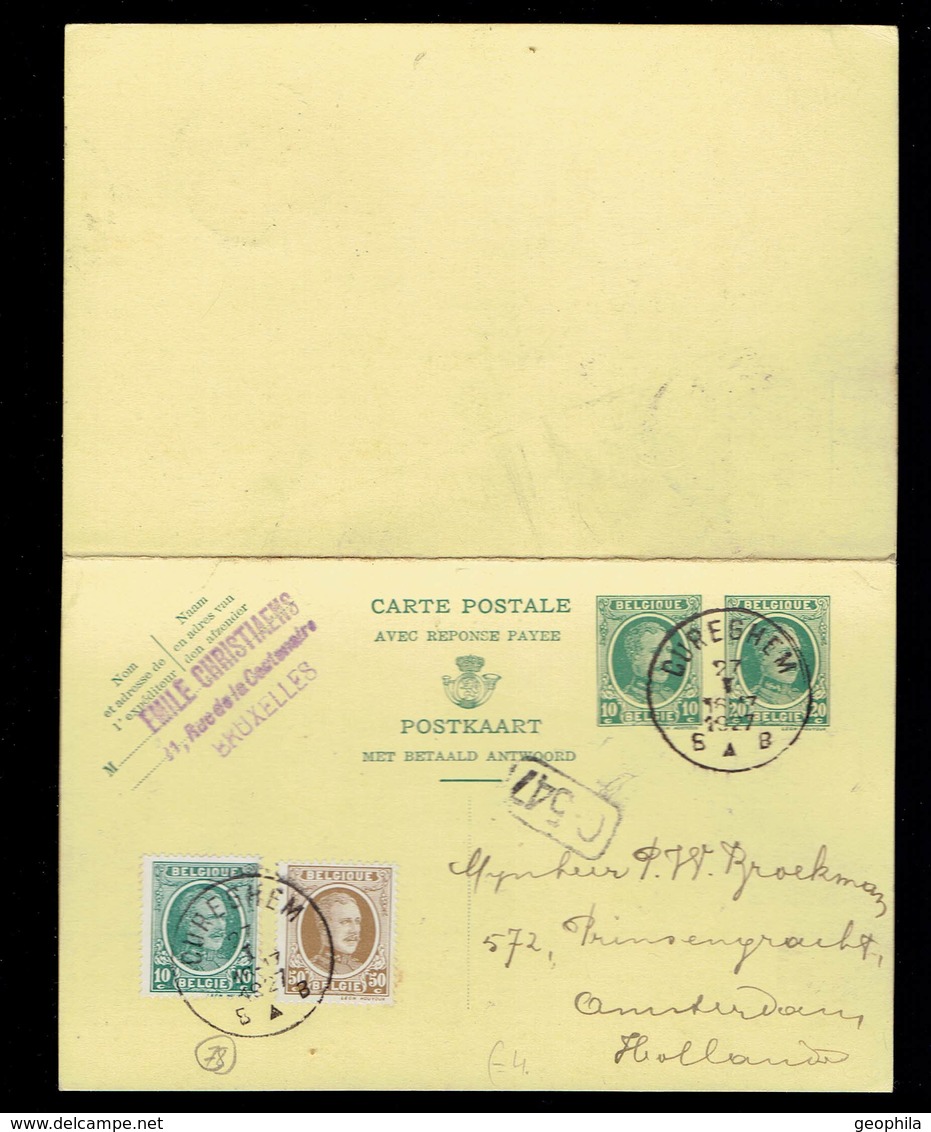 CP 78 + 194 + 203 De Cureghem 27 I 1927 Vers Amsterdam ( Hollande ) Réponse Non écrite - Cartes Postales 1909-1934