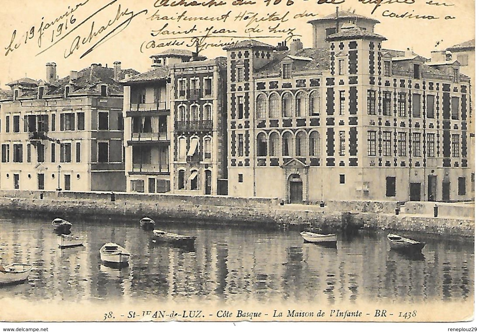 64- Cachet Hôpital Bénévole N°86 Bis De Saint Jean De Luz Sur CP En 1916- (texte:Hôpital Du Casino) - Guerre De 1914-18