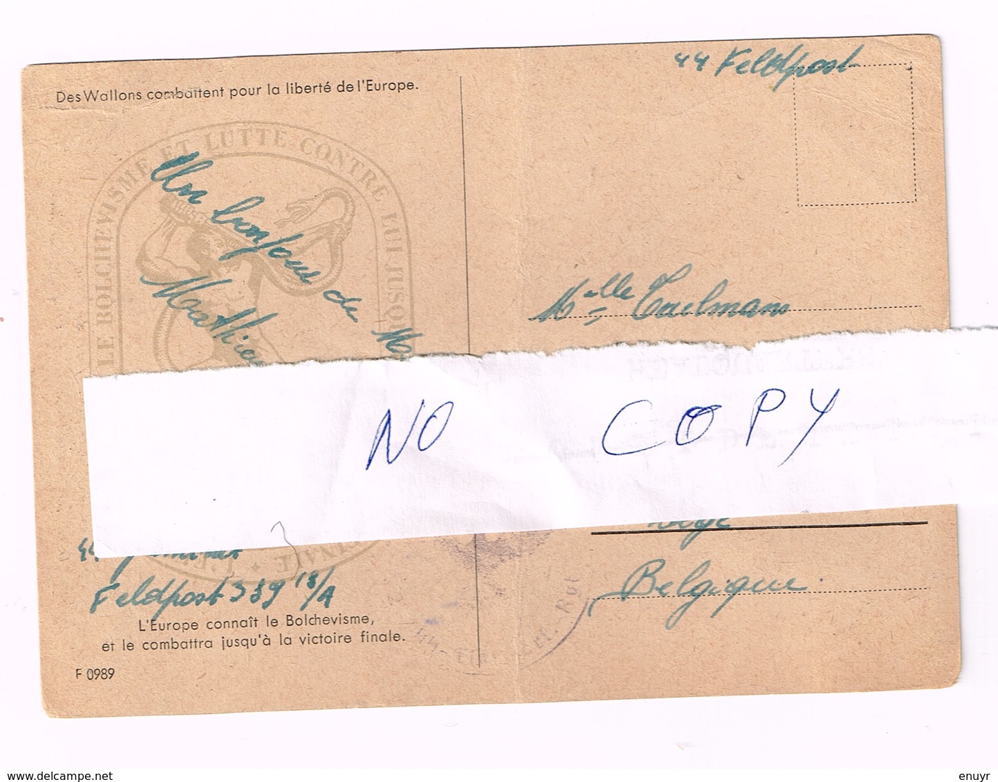 Légion Wallonie  - Carte Postale De Propagande Ayant Circulé. RRRR - Historische Documenten