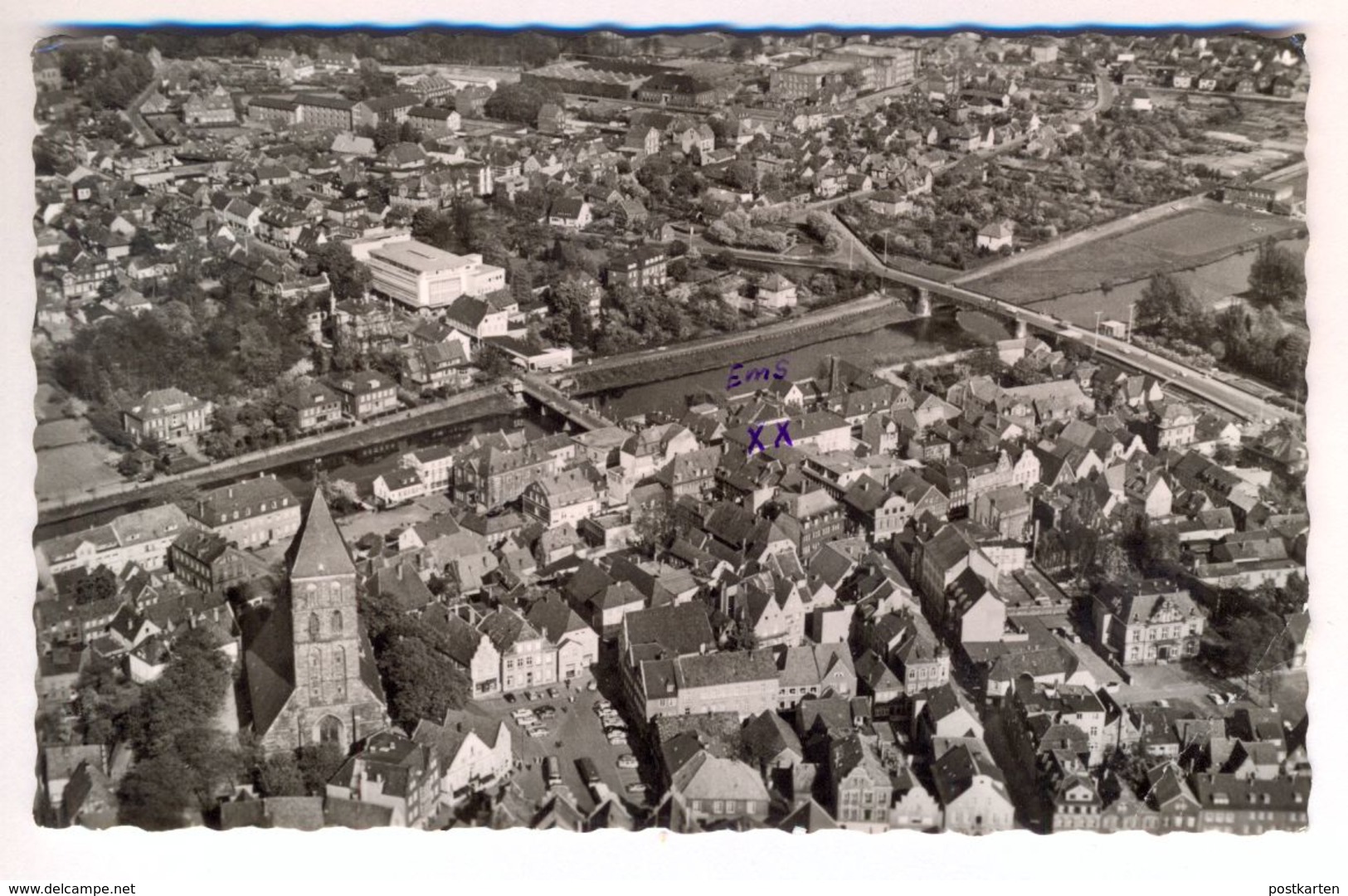 ÄLTERE POSTKARTE RHEINE ORIGINAL LUFTFOTO Luftbild Fliegeraufnahme Totalansicht Total AK Postcard Ansichtskarte Cpa - Rheine