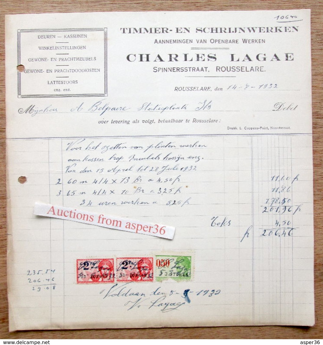 Timmer-en Schrijnwerken, Charles Lagae, Spinnersstraat, Roeselare 1932 - 1900 – 1949