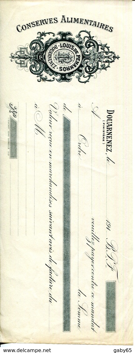 29.FINISTERE.DOUARNENEZ.CONSERVES ALIMENTAIRES.LOUIS DE PENANROS. - Bills Of Exchange