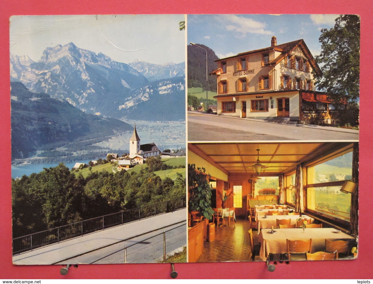 Visuel Pas Très Courant - Suisse - Amden - Hotel Restaurant Sonne - Scans Recto Verso - Amden