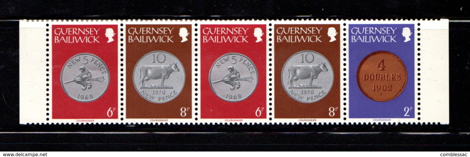 GUERNSEY    1979    Coins    Strip  Of  5       MNH - Guernsey