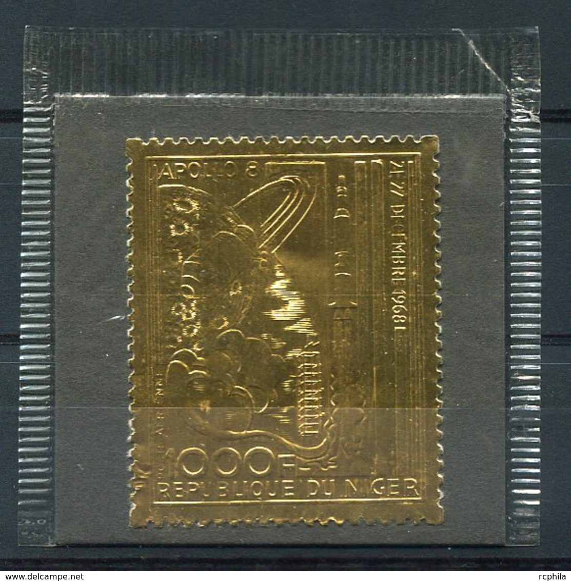 RC 14901 NIGER TIMBRE EN OR - GOLD STAMP APOLLO 8 ESPACE SPACE DANS SA POCHETTE D'ORIGINE NEUF ** MNH TB - Niger (1960-...)