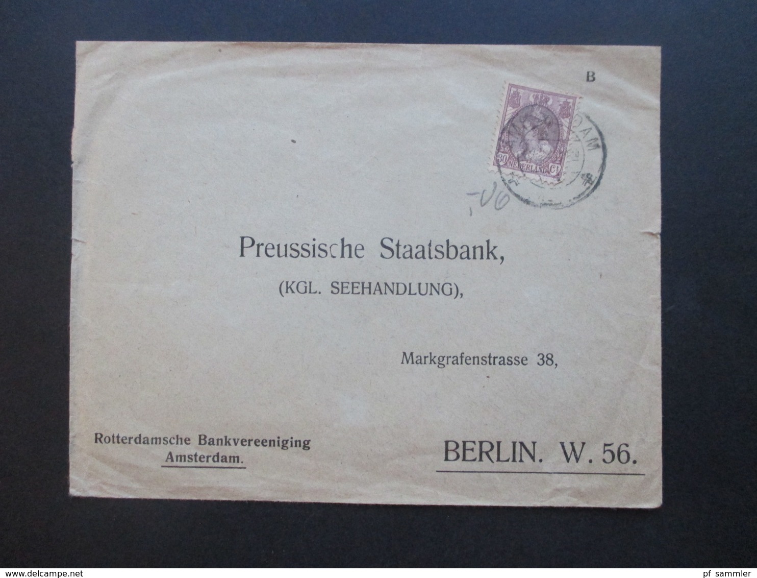 Niederlande 1921 4 Belege An Die Preussische Staatsbank Königliche Seehandlung In Berlin Bankenkorrespondenz - Covers & Documents