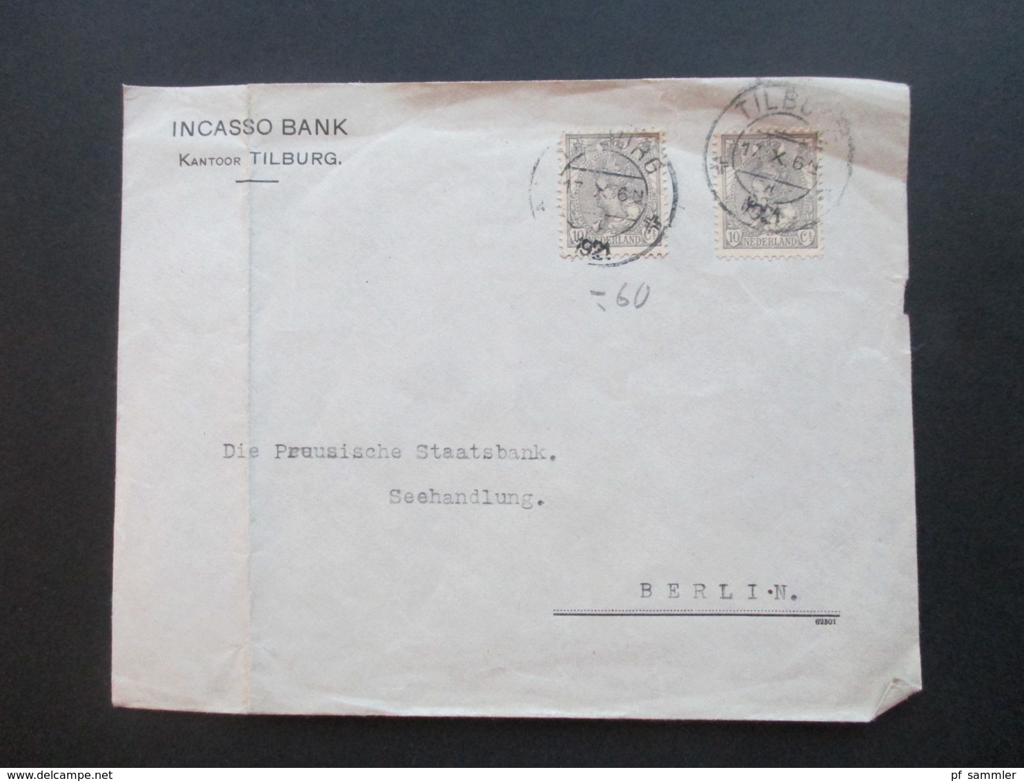 Niederlande 1921 4 Belege An Die Preussische Staatsbank Königliche Seehandlung In Berlin Bankenkorrespondenz - Covers & Documents