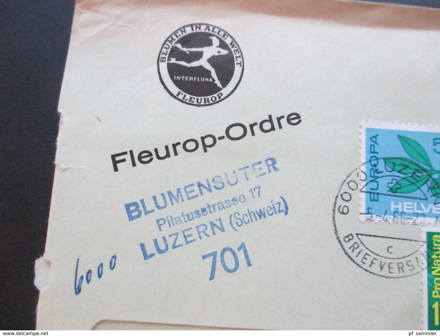 Schweiz 1966 Fleurop Ordre Blumensuter Luzern Eilsendung Expres Espresso - Briefe U. Dokumente