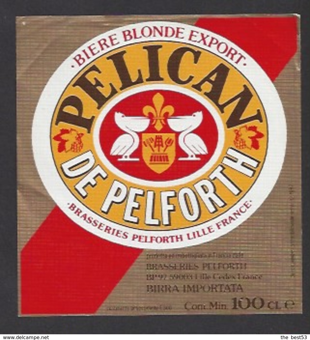 Etiquette De Bière De Blonde -  Pélican  Brasserie  Pelforth à Lille   (59) - Beer