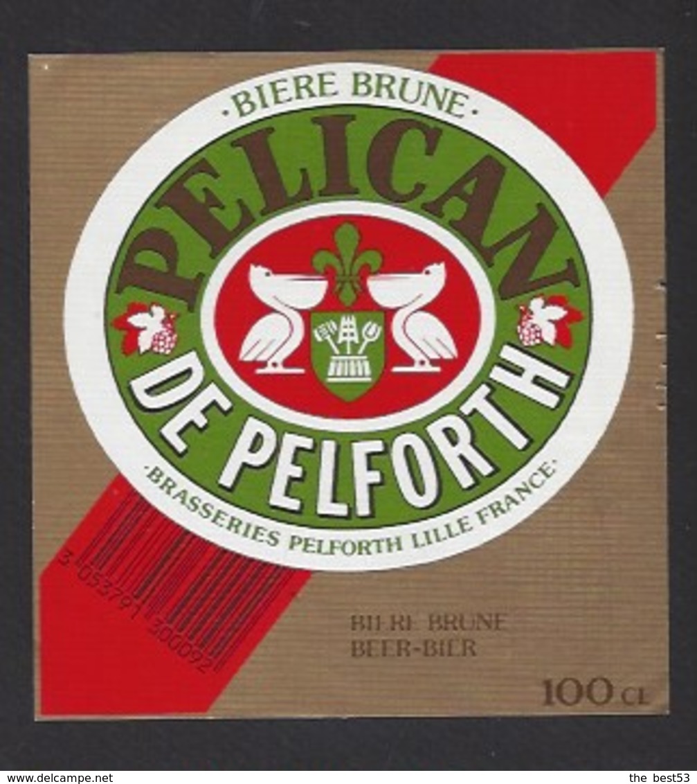 Etiquette De Bière De Brune -  Pélican  -  Brasserie  Pelforth à Lille   (59) - Beer